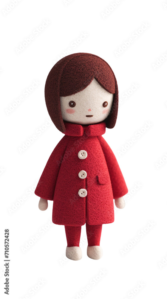 Minimalist, small figure made of wool, felt in the color green on a transparent background Minimalist, small figure made of wool, felt in the color green on a transparent background