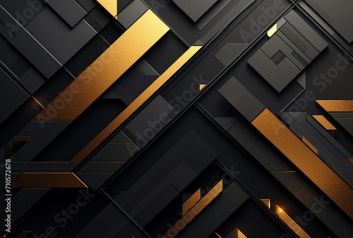 Black and Gold Wallpaper With Various Shapes