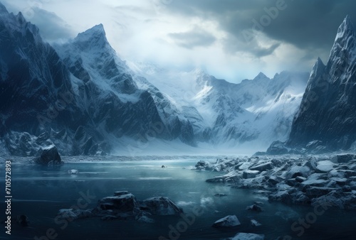 Snowy Mountain Landscape With Ice and Snow