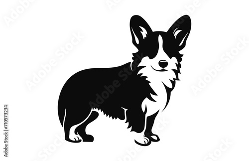 A Corgi Dog black Silhouette vector isolated on a white background