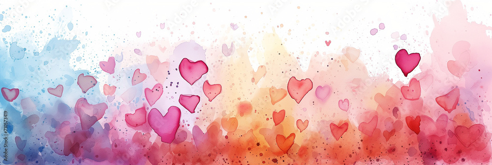 Love watercolor painting wide banner background Love watercolor painting wide banner background