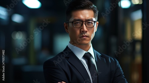 Confident Businessman Standing With Arms Crossed