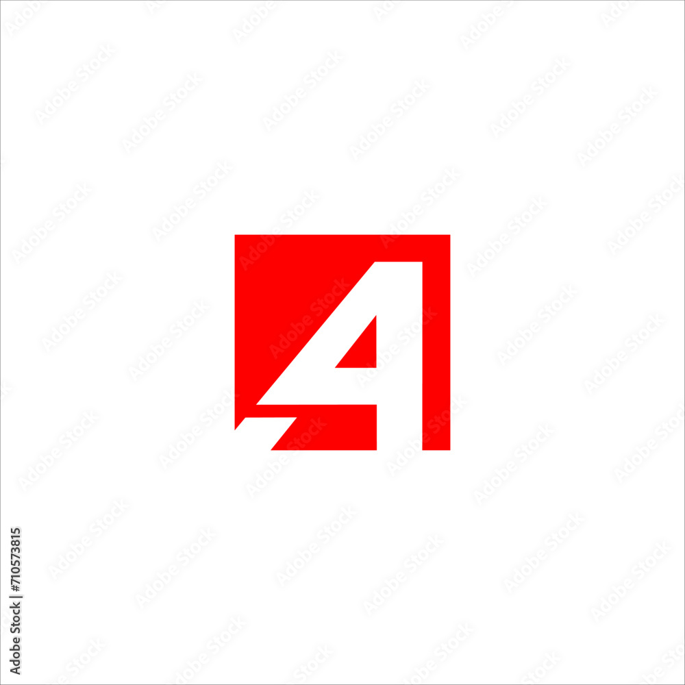 A4 simple logo letter, can be used as a logo, white background logo red A4 simple logo letter, can be used as a logo, white background logo red