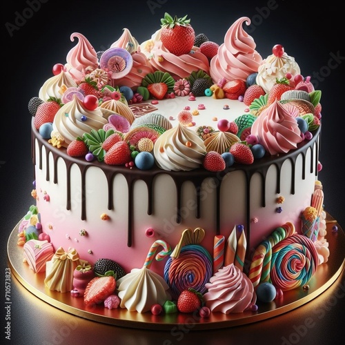 illustration of a birthday cake against a stylish black background