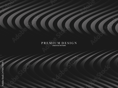 Abstract futuristic dark black background with waving design. Realistic 3d wallpaper with luxurious flowing lines. Elegant background for posters, websites, brochures, cards, banners, apps etc.	
