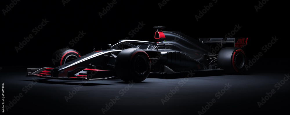 Speed in Shadows: Dark Formula 1 Car in Solid Studio Ambiance