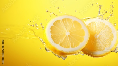 Lemons in water, mystical, abstract background. 