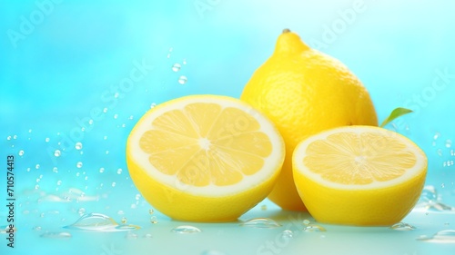 Lemons in water, mystical, abstract background.	
