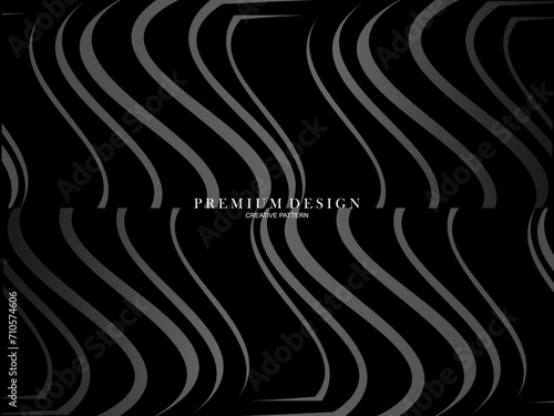 Abstract futuristic dark black background with waving design. Realistic 3d wallpaper with luxurious flowing lines. Elegant background for posters, websites, brochures, cards, banners, apps etc.	