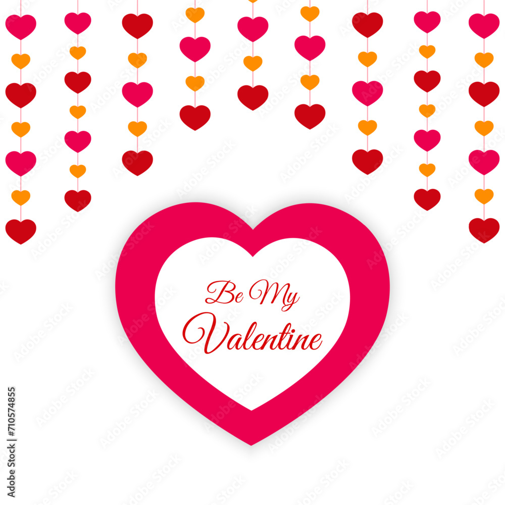 Vector illustration of Happy Valentines Day social media feed template