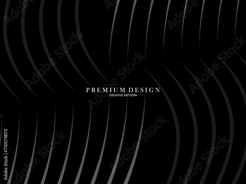 Abstract futuristic dark black background with waving design. Realistic 3d wallpaper with luxurious flowing lines. Elegant background for posters, websites, brochures, cards, banners, apps etc.	