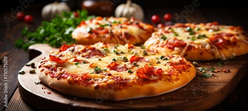 Delicious italian pizza trio with fresh mozzarella cheese, isolated on white background