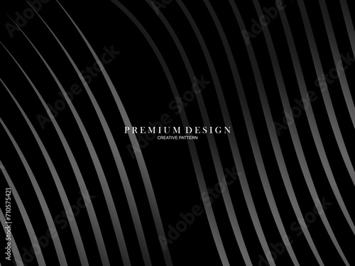 Abstract futuristic dark black background with waving design. Realistic 3d wallpaper with luxurious flowing lines. Elegant background for posters, websites, brochures, cards, banners, apps etc.	