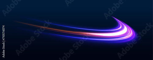 City road car light trails motion background. Illustration of light ray, stripe line with blue light, speed motion background. 
