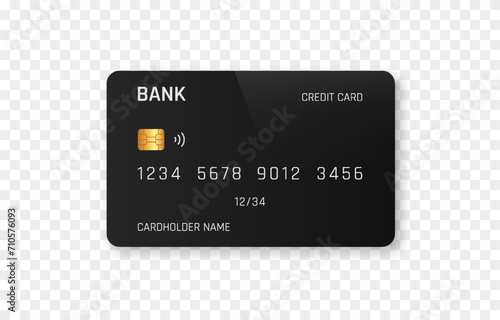 Vector credit card mockup png. Bank black card. Plastic card png.