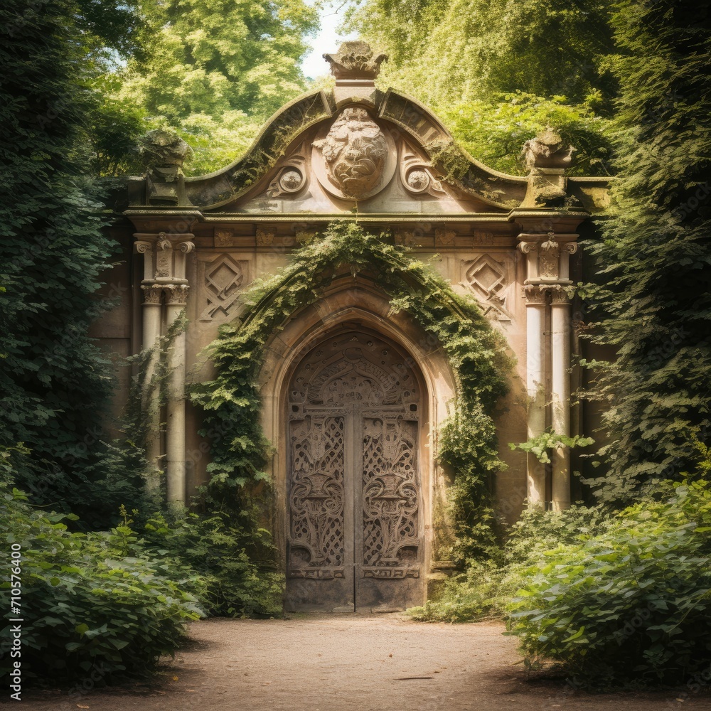 Fototapeta premium Entrance to the garden of the castle in Gdansk, Poland