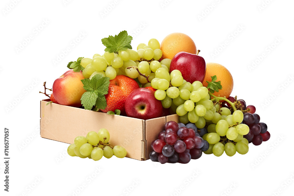 cardboard box with fruits on white background PNG cardboard box with fruits on white background PNG