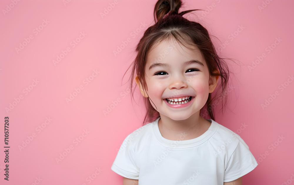 Smiling Little Girl on Pink Background Smiling Little Girl on Pink Background
