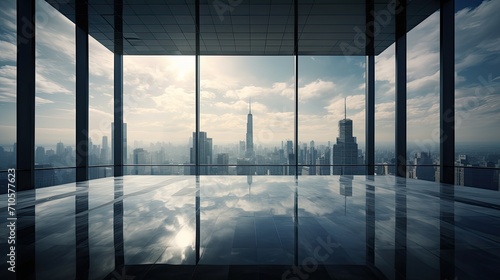 Slika na platnu Shanghai skyline and glass building with reflection in Shanghai,China