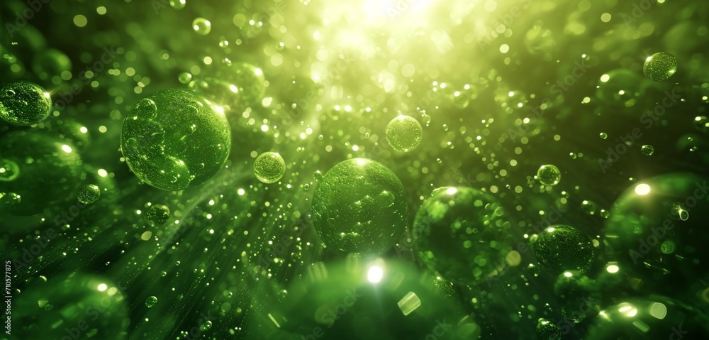 Radiant green spheres burst forth;