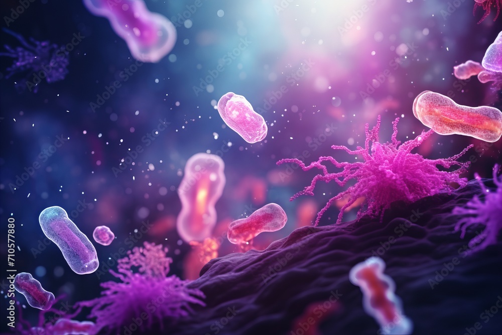 Naklejka premium Probiotic bacteria for digestive health and medical treatment in microbiology and anatomy