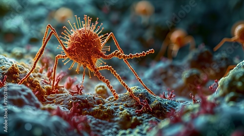 Detailed Macro View of a Virus Particle Interacting with a Cellular Surface   