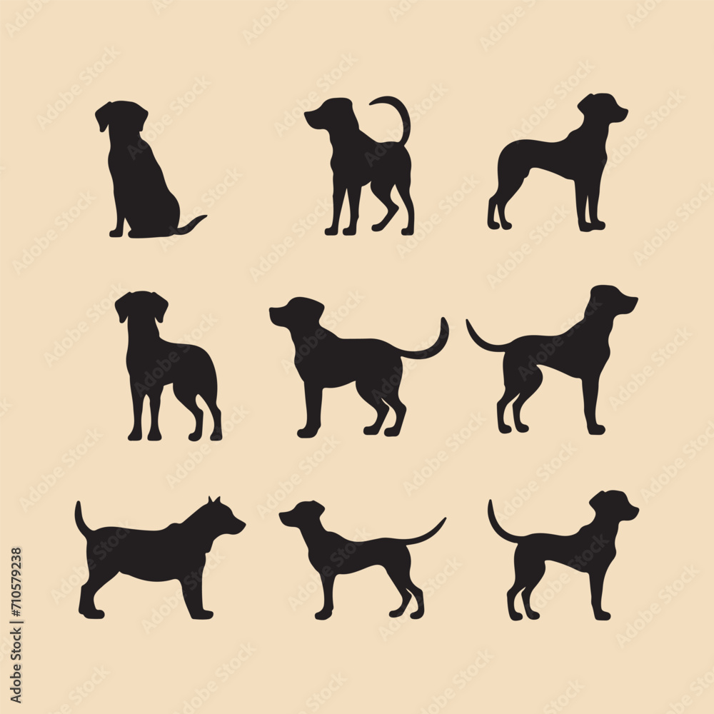 Bella dog set Clipart silhouette