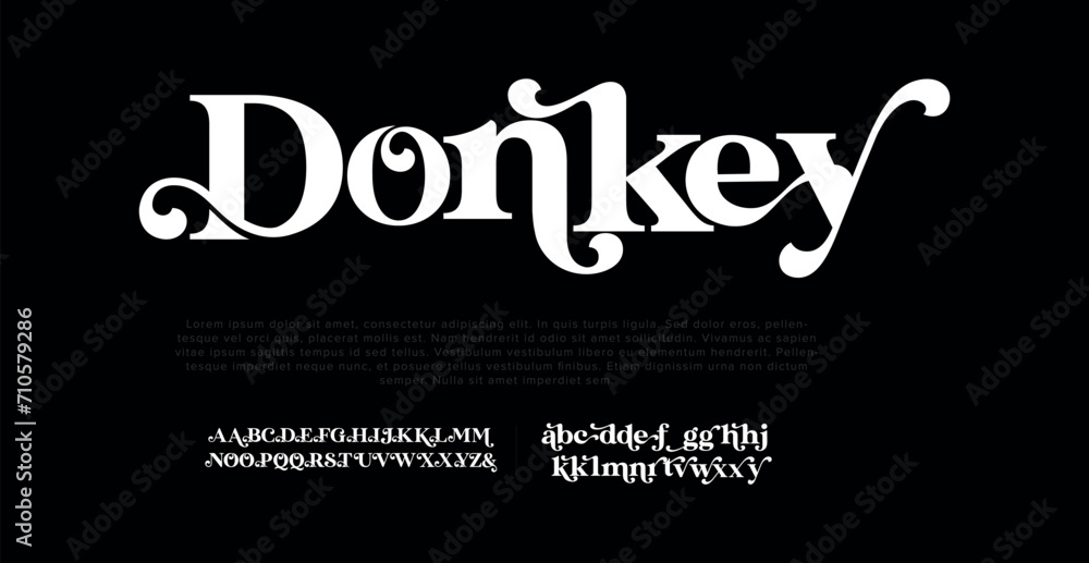 Donkey Modern abstract digital alphabet font. Minimal technology typography, Creative urban sport fashion futuristic font and with numbers. vector illustration.