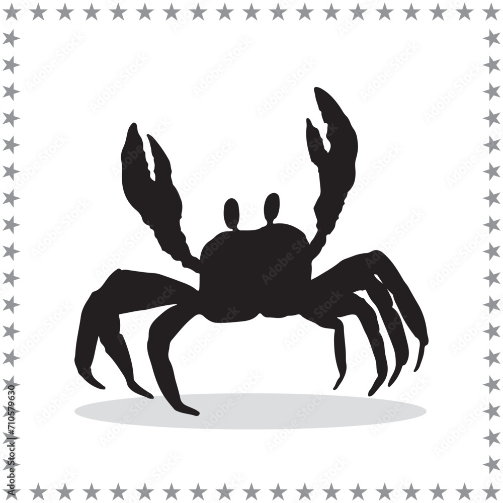 Crab Silhouette, cute Crab Vector Silhouette, Cute Crab cartoon ...