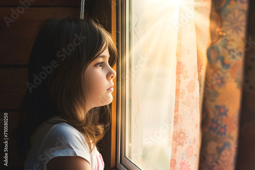 Kindheitstränen im Sonnenlicht: Kleines Mädchen in der Trostlosigkeit eines sonnigen Tages