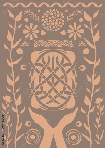 Vektor Hintergrund mit Ornamenten - Keltische und Wikinger Symbole - Im Einklang mit der Natur
