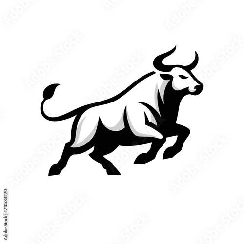 Dynamic Vector Logo Featuring a Charging Bull. Powerful Symbol of Strength and Resilience for Corporate Branding  Financial Services  and Marketing. Striking and Versatile logo on a white Background.