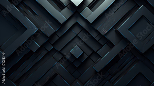 Geometric rectangular blocks protruding on the wall, 3D illustration of an abstract background.