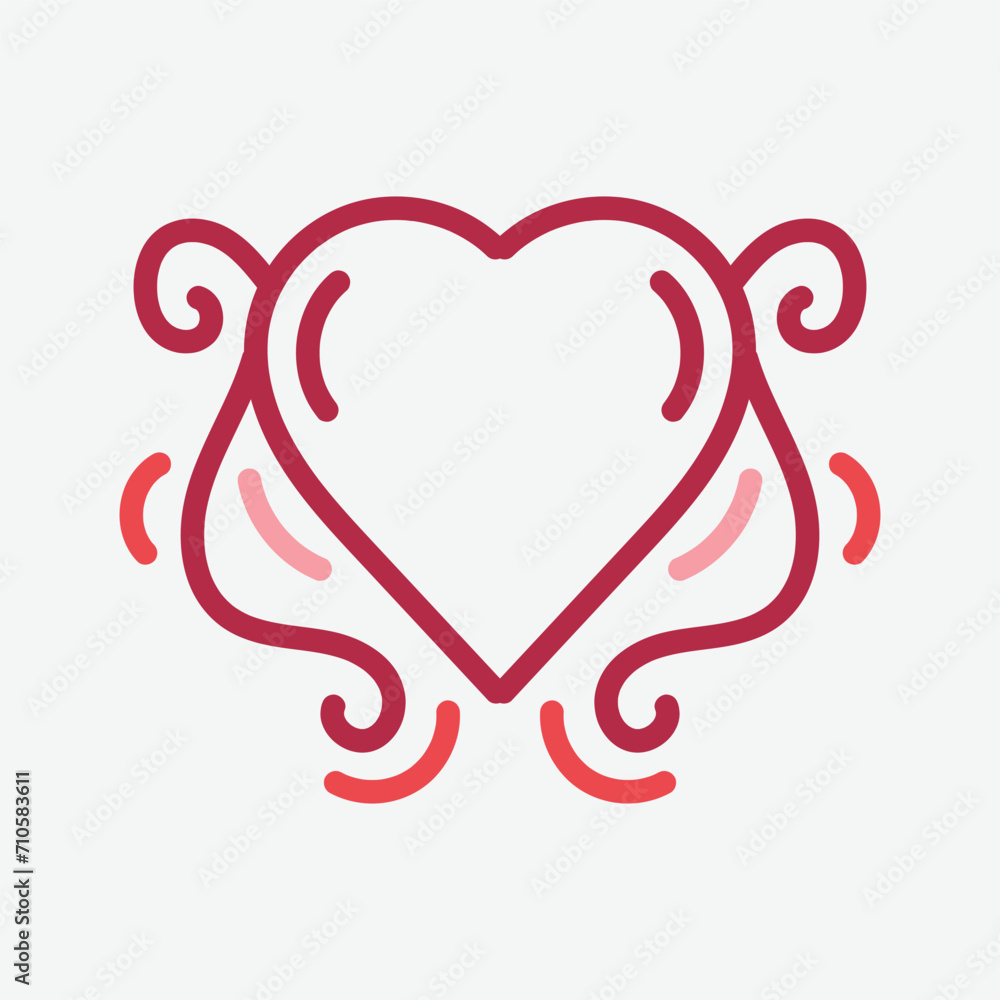 Vector Heart shape frame with vintage style on white background