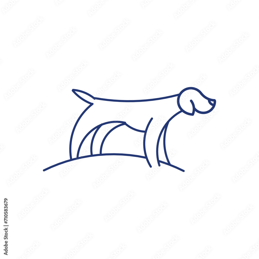 Dog line art logo design simple
