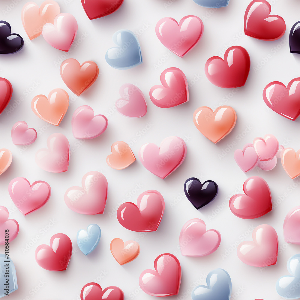 Seamless of pink hearts on a white background. 