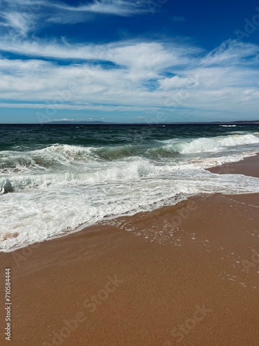 Waved ocean, blue ocean horizon, seascape horizon background, natural ocean view