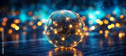 Interconnected communication lines on a globe symbolizing global reach instant online connections