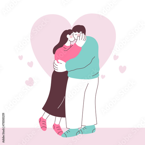 Valentine s Day Couple Standing and Kissing