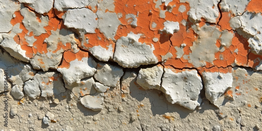 Old weathered wall with peeling orange paint and cracks texture Old weathered wall with peeling orange paint and cracks texture