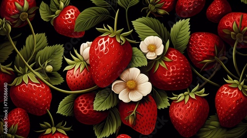Strawberry fruit decorative background. generative ai