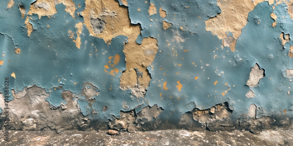 Old weathered wall with peeling paint texture for background
