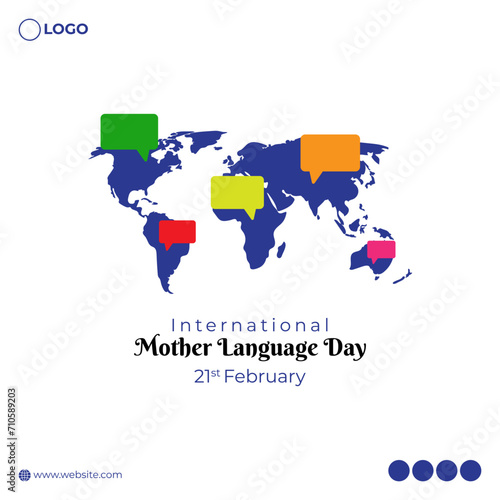 Vector illustration of International Mother Language Day social media feed template