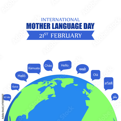 Vector illustration of International Mother Language Day social media feed template