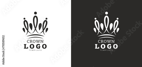 Logo Crown silhouette. Template design vector. Black and White.