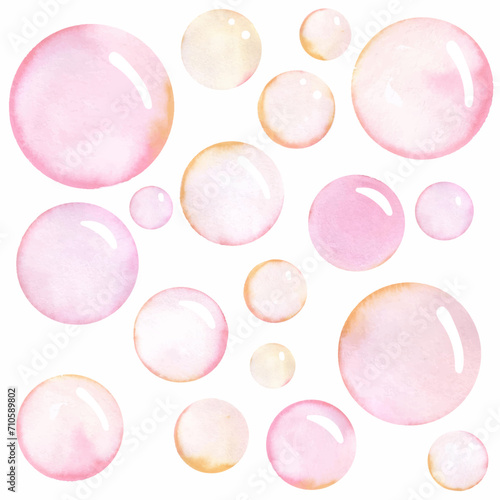 Watercolor soap bubbles. Vector pattern