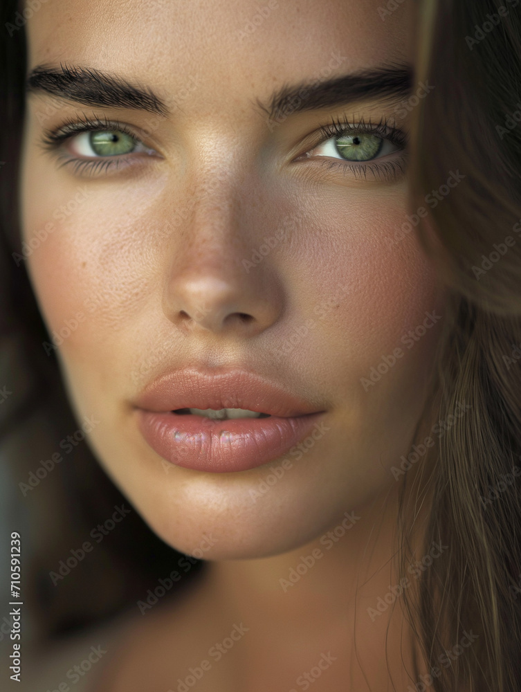 Natürliches Model Gesicht mit wunderschönen Augen als Nahaufnahme Natürliches Model Gesicht mit wunderschönen Augen als Nahaufnahme