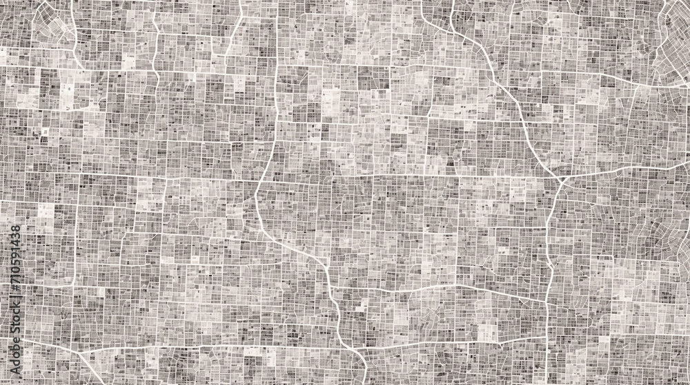 Abstract fictional city map. Monochrome city map with road network - obrazy, fototapety, plakaty 