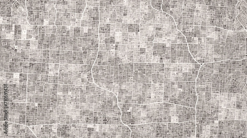 Abstract fictional city map. Monochrome city map with road network photo