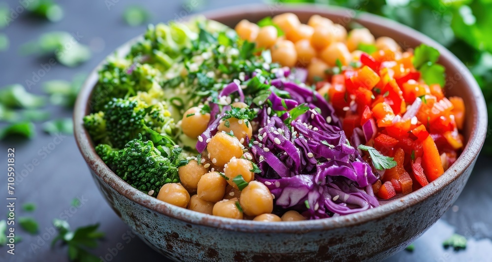 a bowl filled with salad and chickpeas